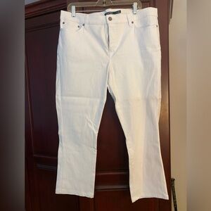Lauren Ralph Lauren- White 5 pocket Cropped Denim Straight Jeans, Size 16